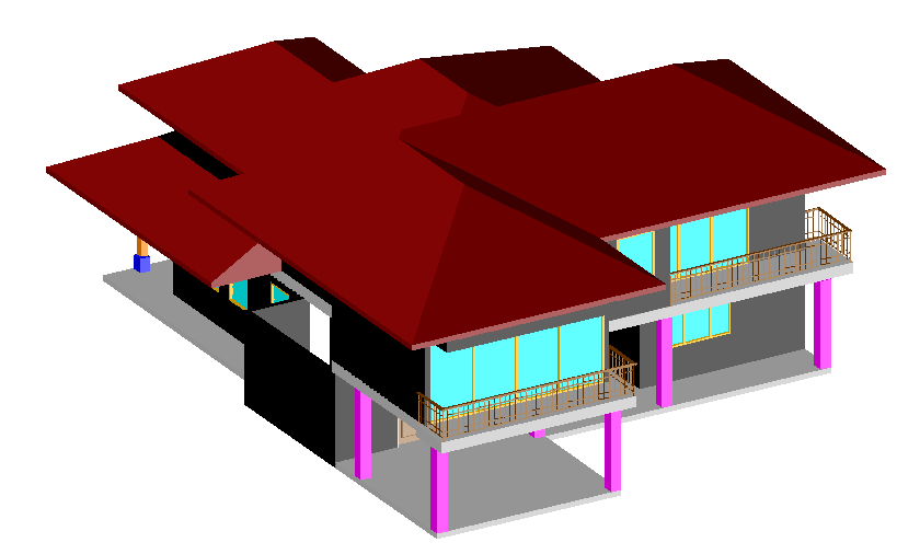 House 3D view design dwg file