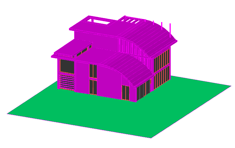 House 3D view design with architectural view dwg file