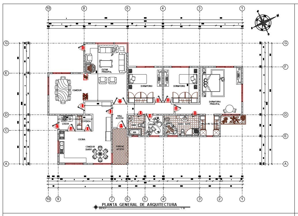House Architecture Plan Drawing Download DWG File