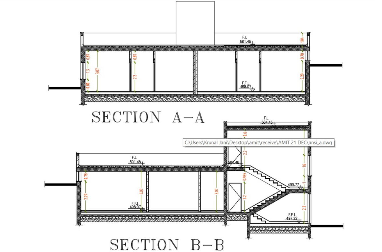 House Building Cross Section Drawing DWG File
