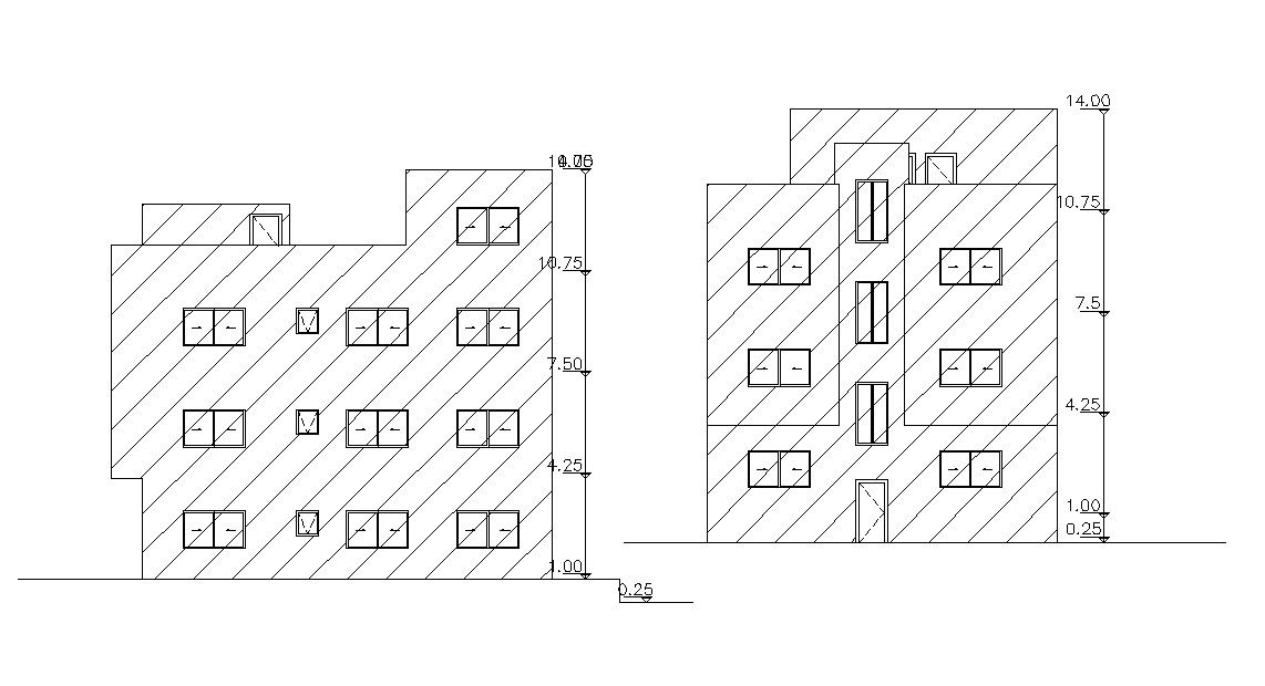 House Building Design With Dimension CAD Drawing