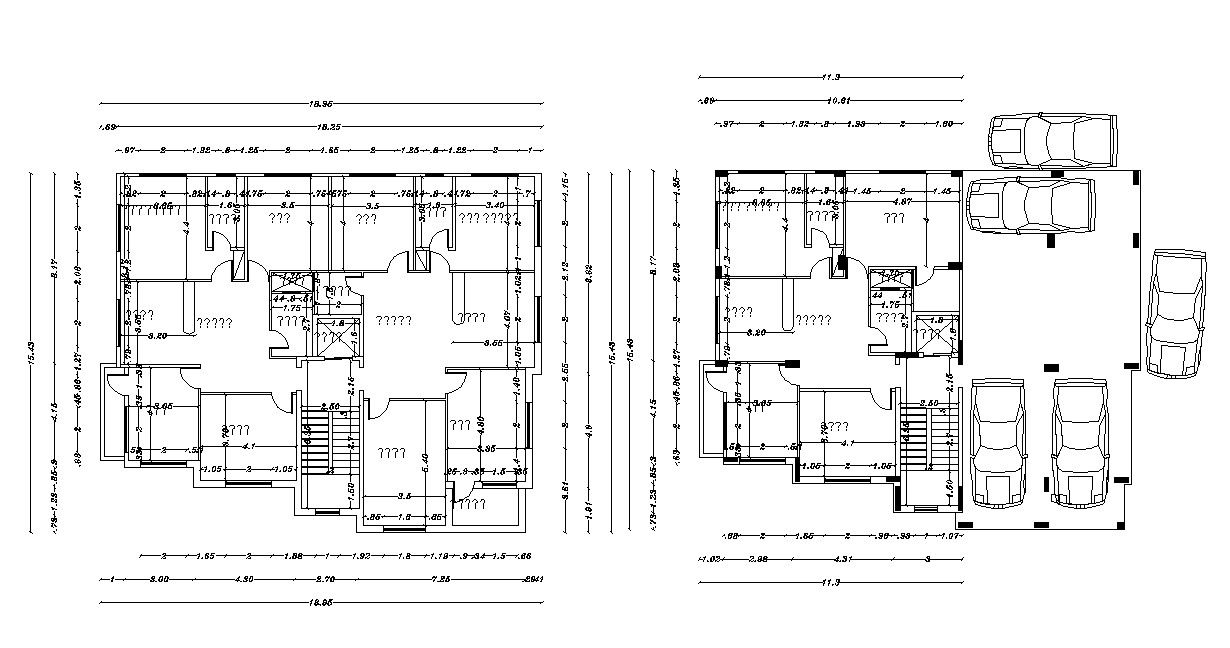 House Building Floor plan With Parking Layout DWG file