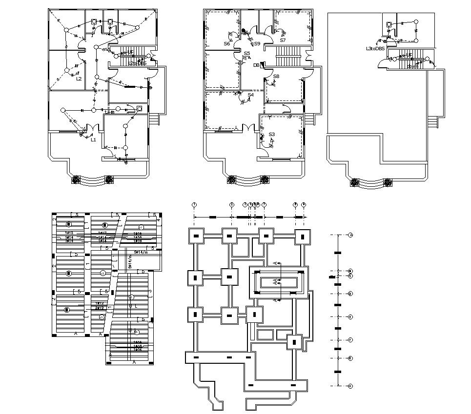 House Building Foundation Design With Electrical Plan CAD File