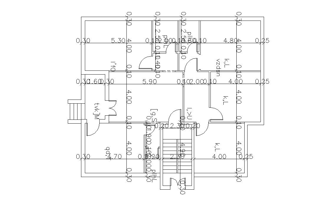 House Bungalow Layout Plan With Dimension AutoCAD Drawing