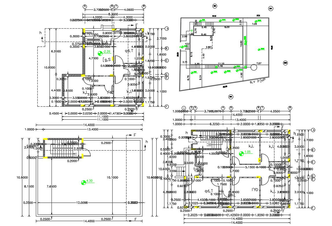 House Column Working Layout Plan With Dimension Drawing DWG File