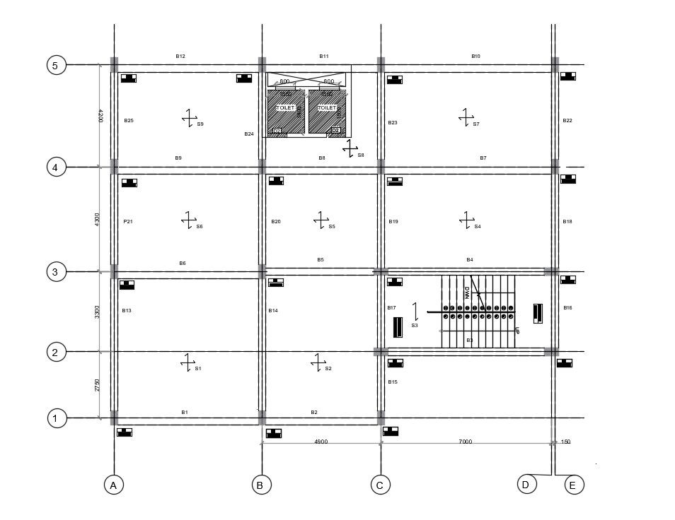 House Construction Drawing Column Layout Plan DWG File