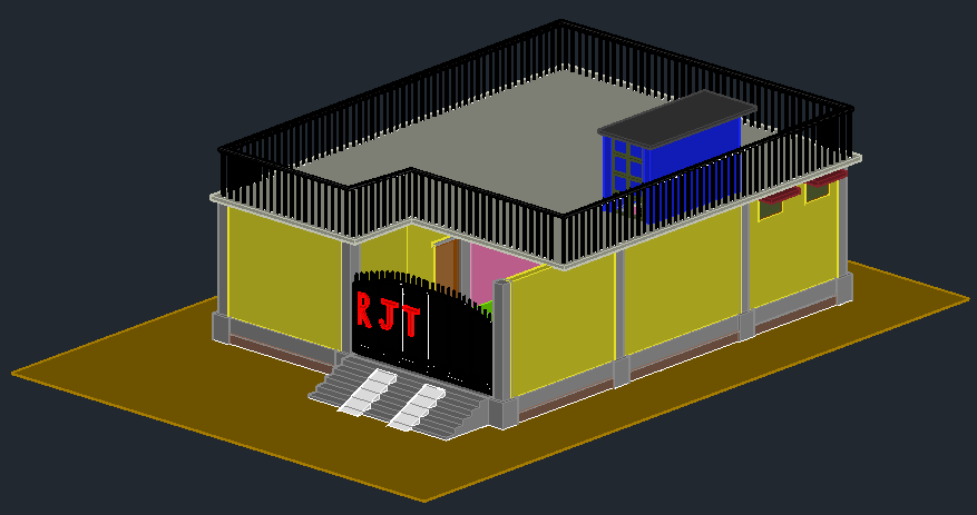 House Design and Elevation 3d Plan dwg file