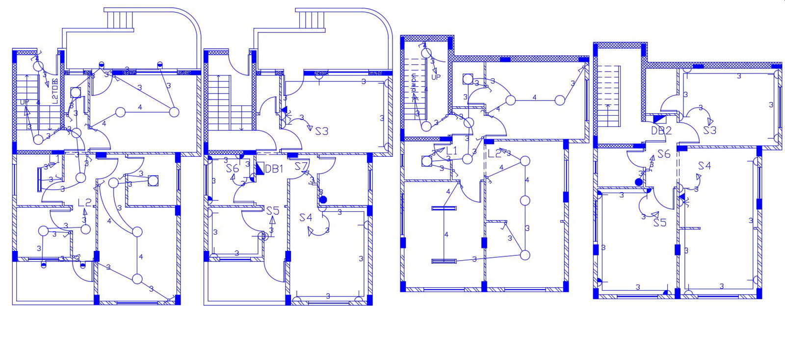 House Electrical Layout With Column Plan DWG File