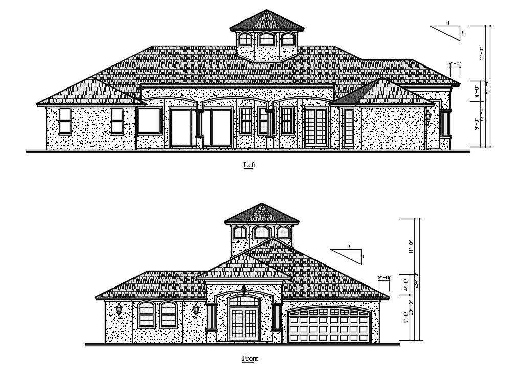 House Elevation Design AutoCAD Drawing