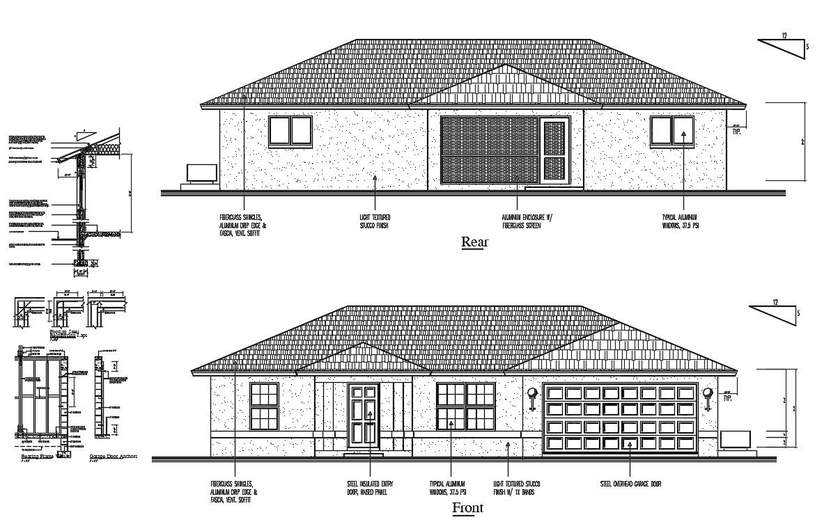 House Elevation Design AutoCAD Drawing