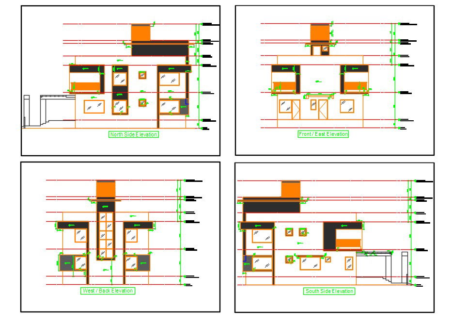 House Elevation Design CAD Drawing