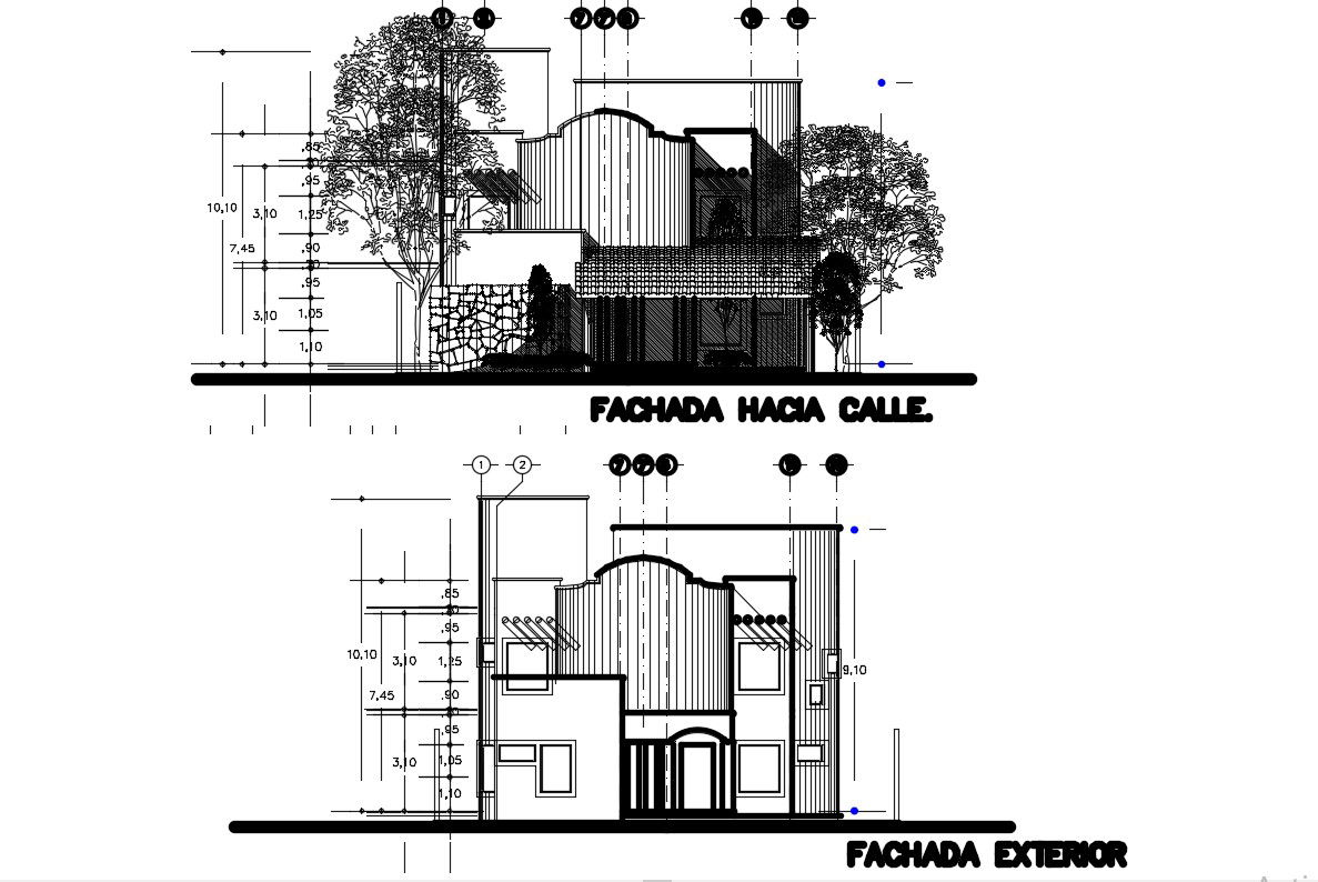 House Elevation Design With All Detail In AutoCAD File