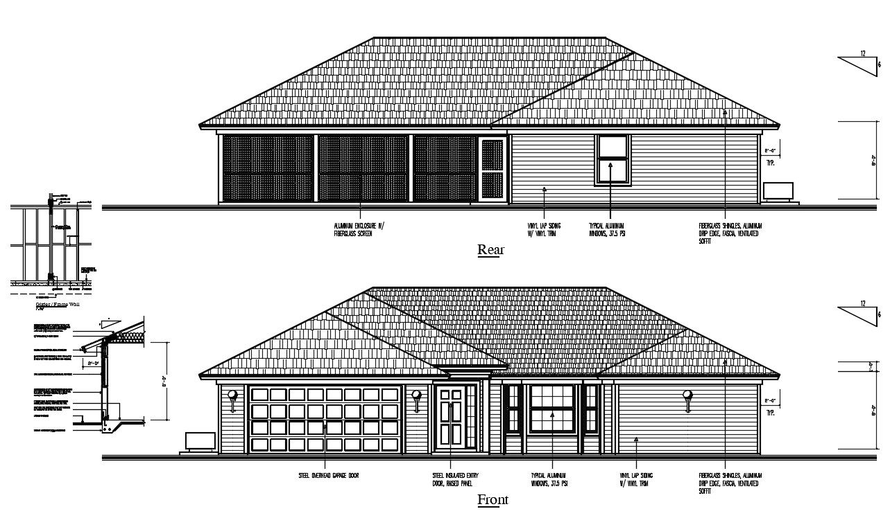 House Elevation Design With Clay Roof Tile DWG File