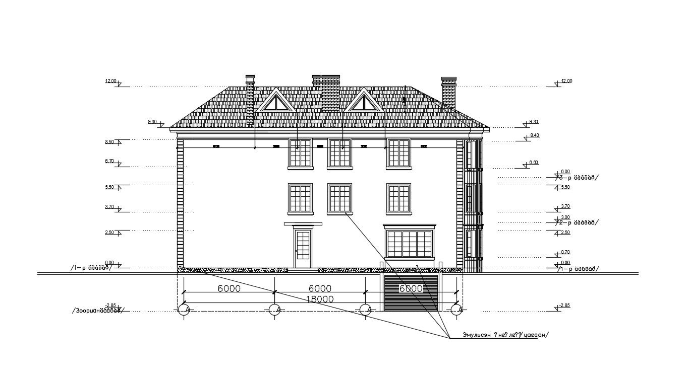 House Elevation With Sloping Roof AutoCAD File Free
