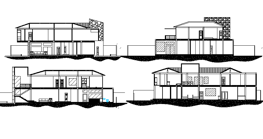House Elevation detail dwg file