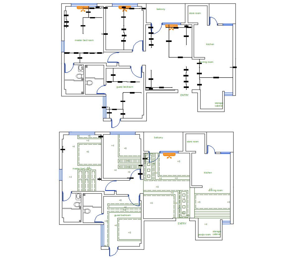 House Floor Layout Plan With Ceiling Design AutoCAD File