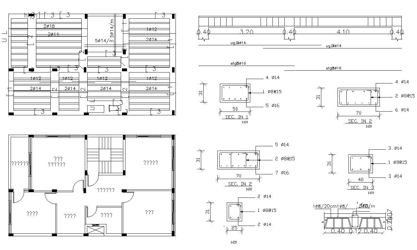 House Floor Plan And Structure Column Layout Design