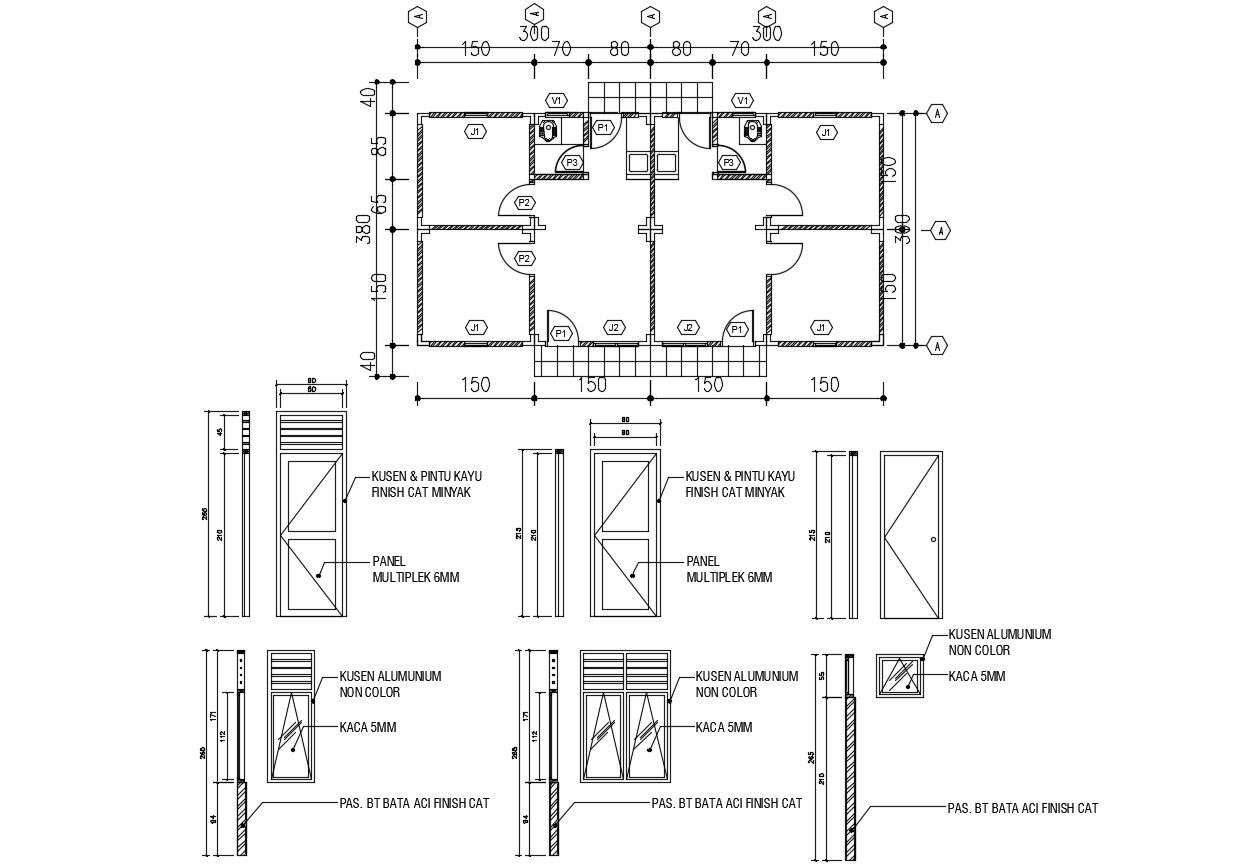 House Floor Plans With Working Drawing And Door Design AutoCAD File