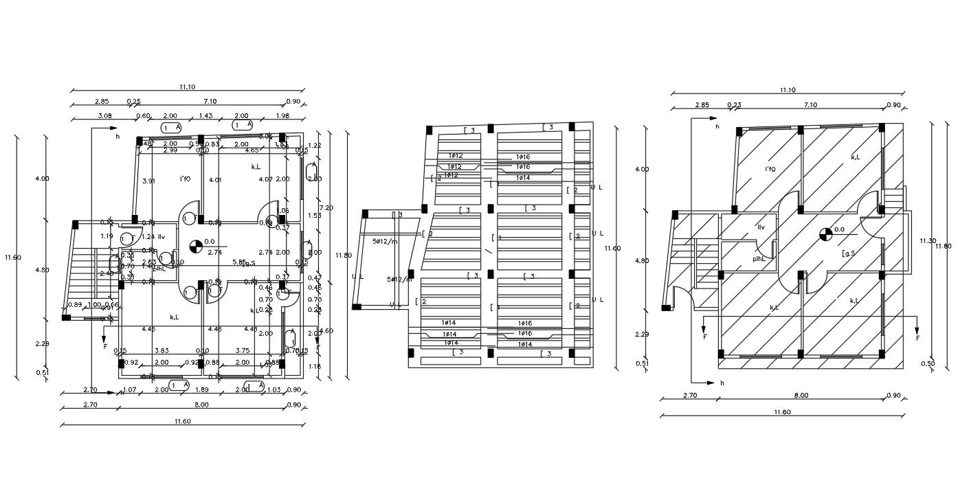 House Floor With Column And Slab Layout Plan