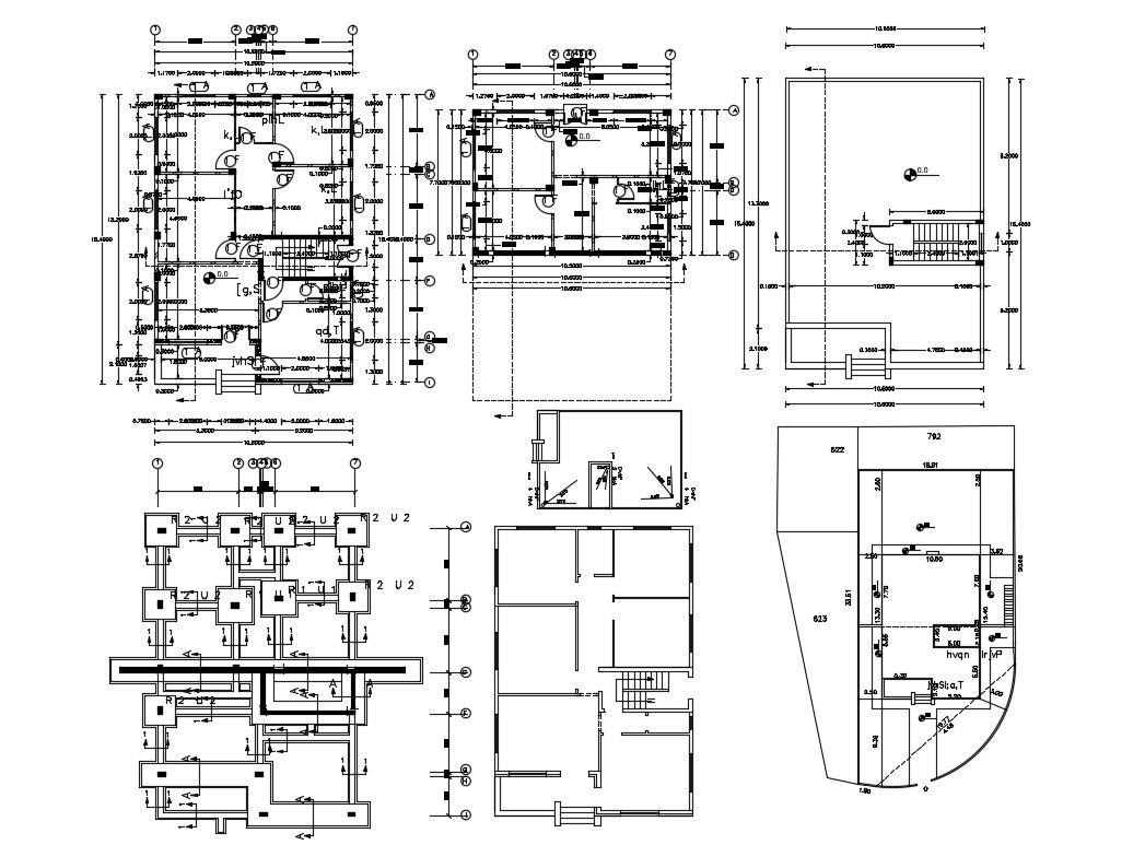 House Foundation And Beam Layout Plan Working Drawing DWG File