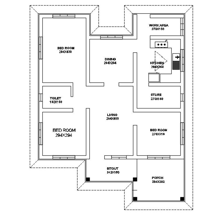 House Ground Floor Drawing DWG File