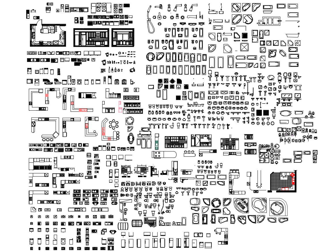 House Hold Blocks design Elevation 2d CAD drawing Free Download