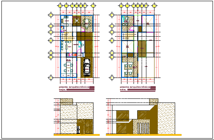 House Plan center line and elevation details dwg files