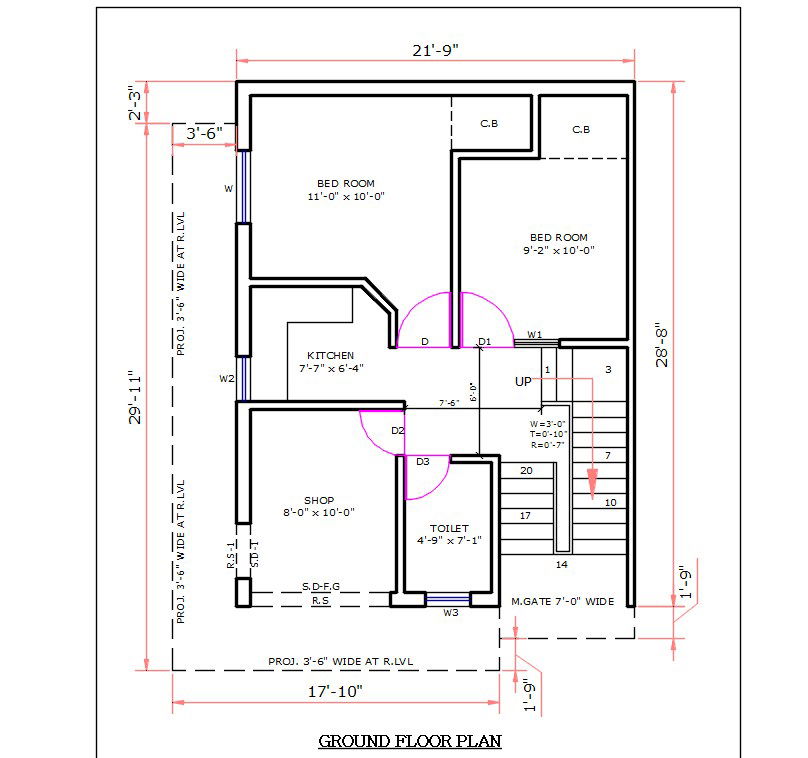House Planning With Front Side Shop Plan DWG File