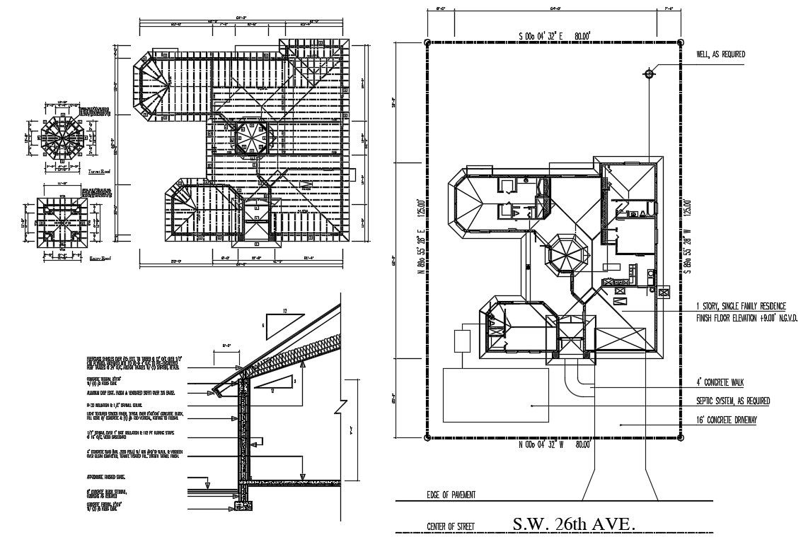 House Roof Construction Plan CAD File