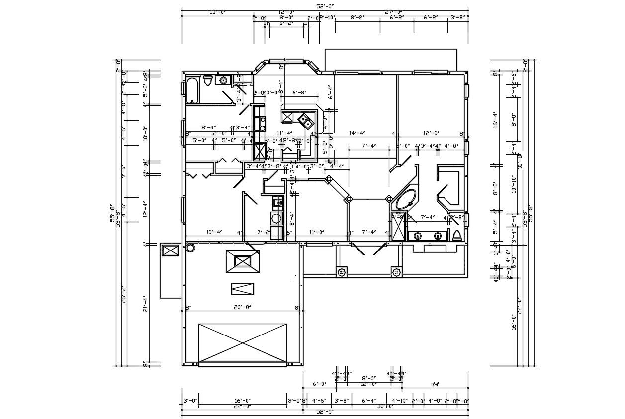 House Roof Framing Structure Plan AutoCAD File