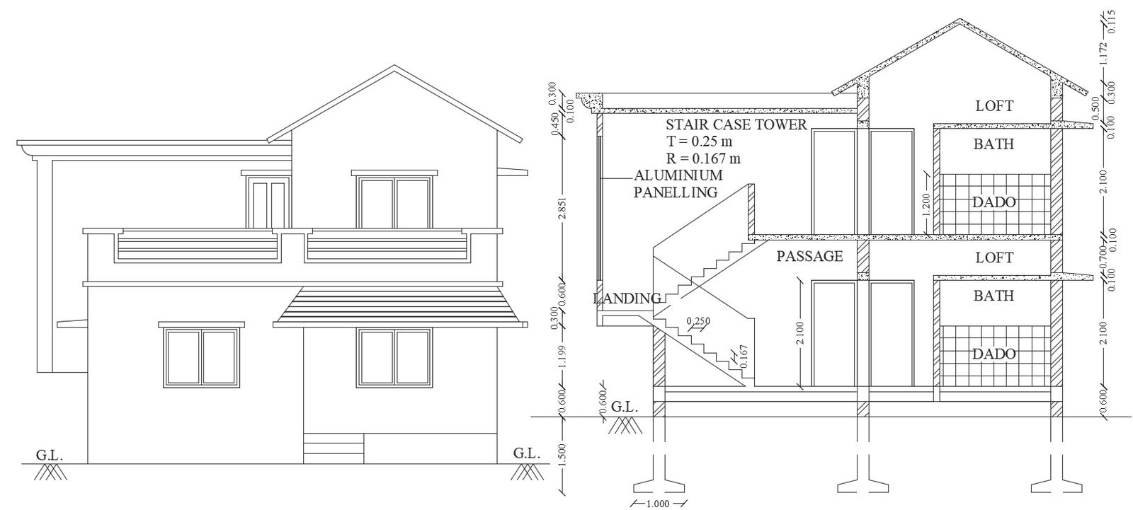 House Section And Elevation Design DWG File