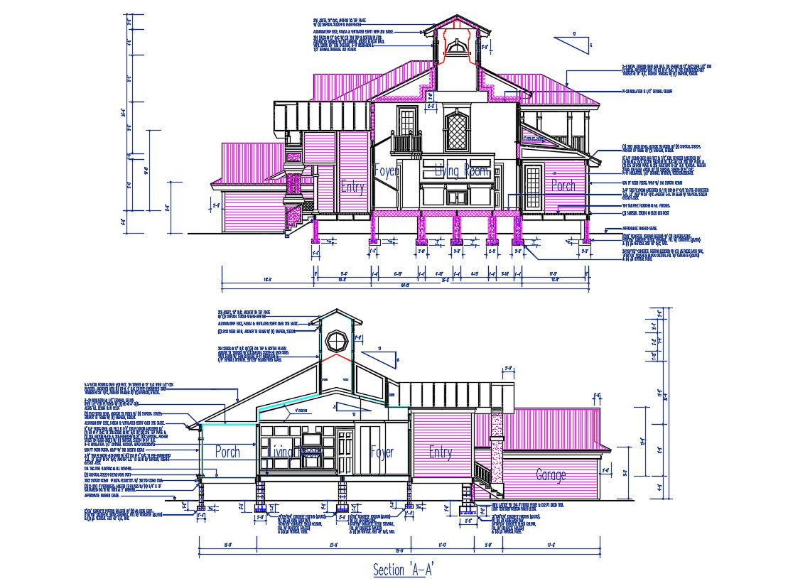 House Section CAD drawing
