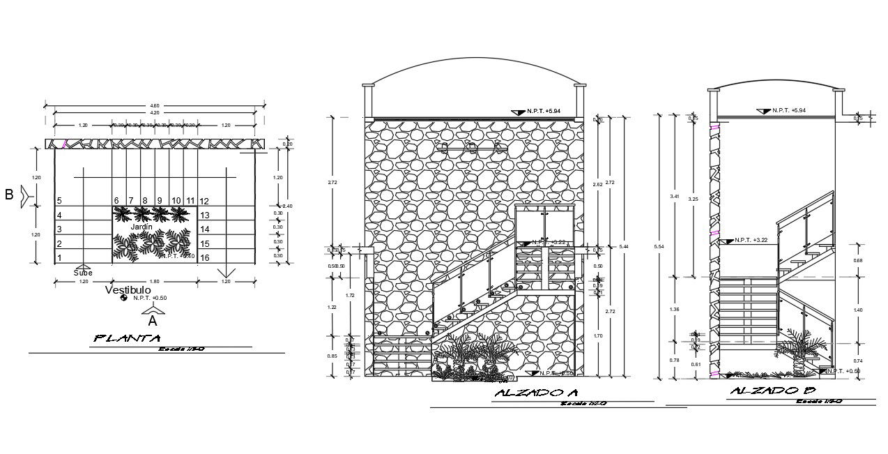 House Stair Design DWG File