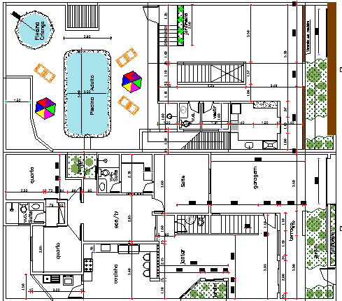 House With Pool on The Upper Floor Design, Structure Details dwg file