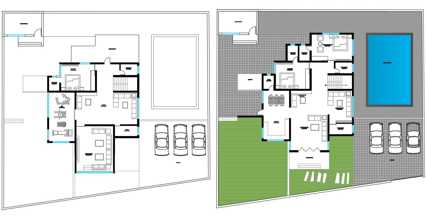 House With Swimming Pool And Garden Deifn DWG File