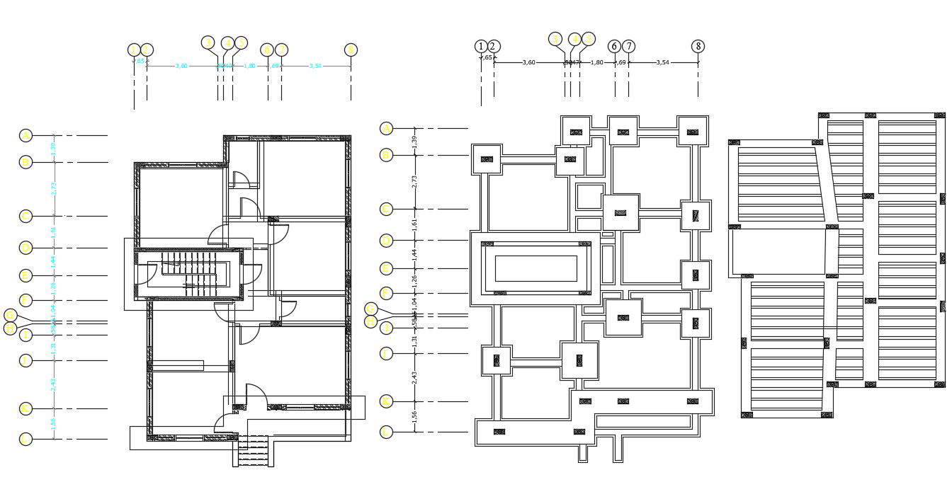 House Working Drawing Foundation And Column Beam Layout Plan