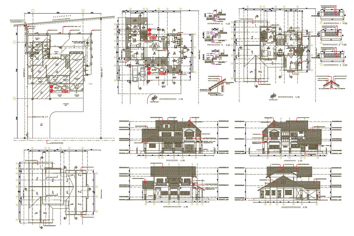 House blueprint plan with design for AutoCAD File