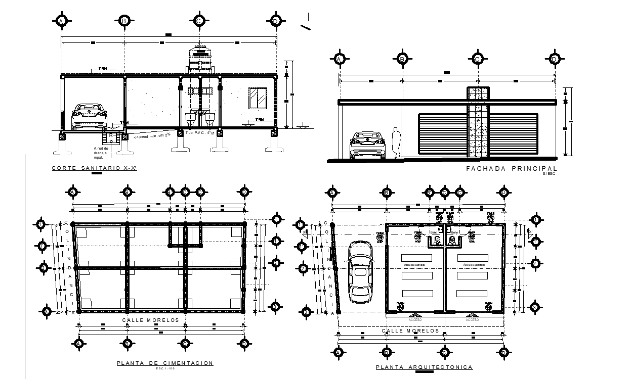 House center line plan detail dwg file
