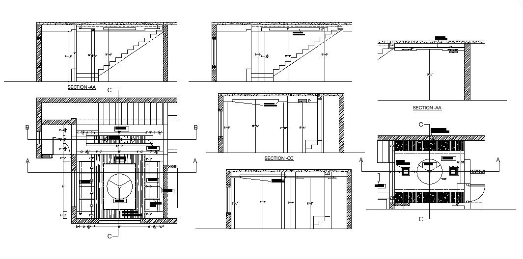 House constructive section, framing plan and auto-cad details dwg file