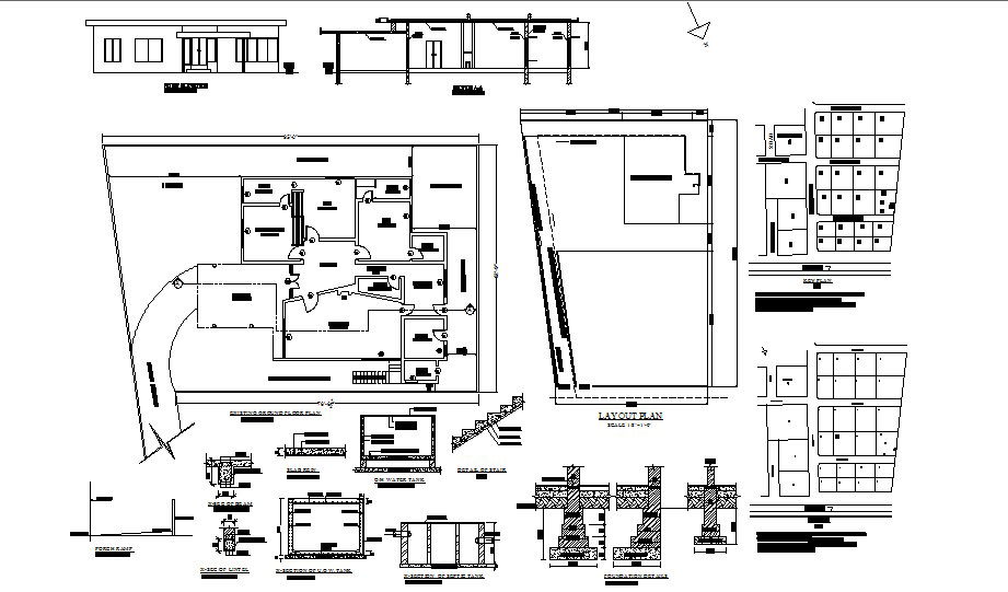 House design 95'0'' x 62'9'' with elevation and section detail in dwg file