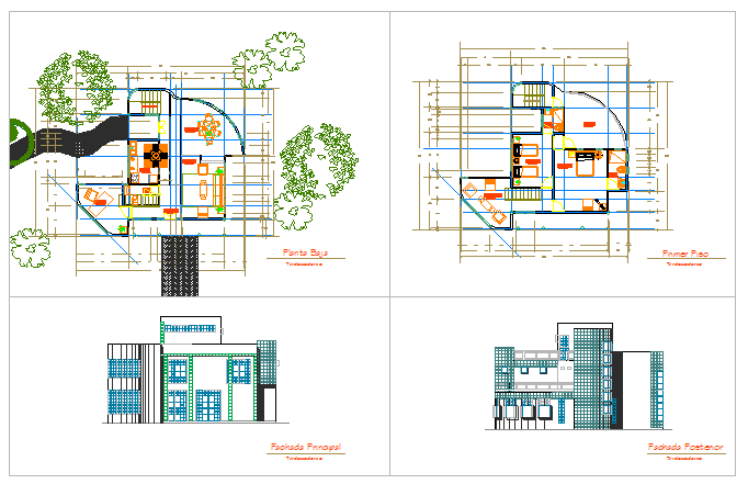 House design drawing with modern tendency