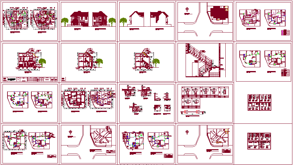 House design with detail view of section dwg file