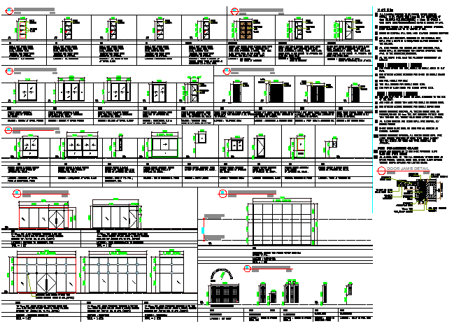 House doors and window installation details dwg file