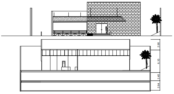 House drawing with elevation in dwg file 
