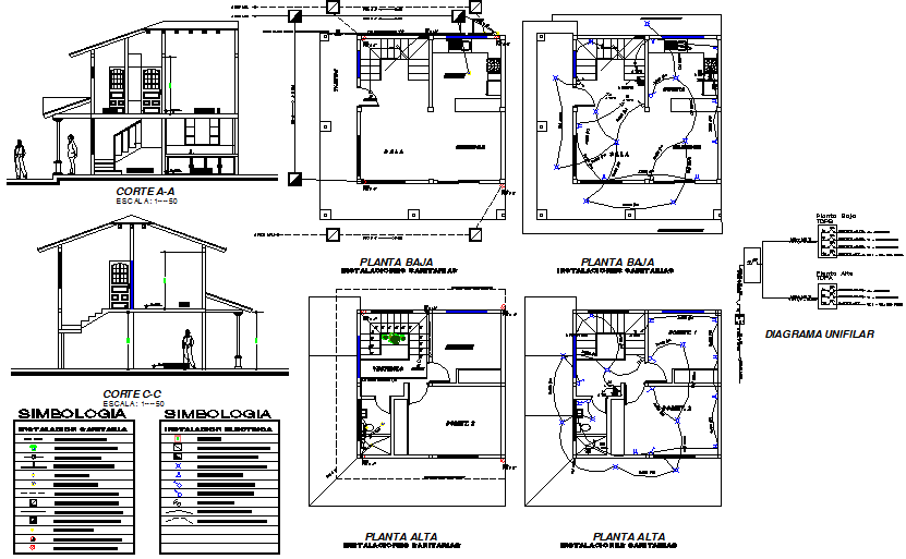 House electric plan detail dwg file