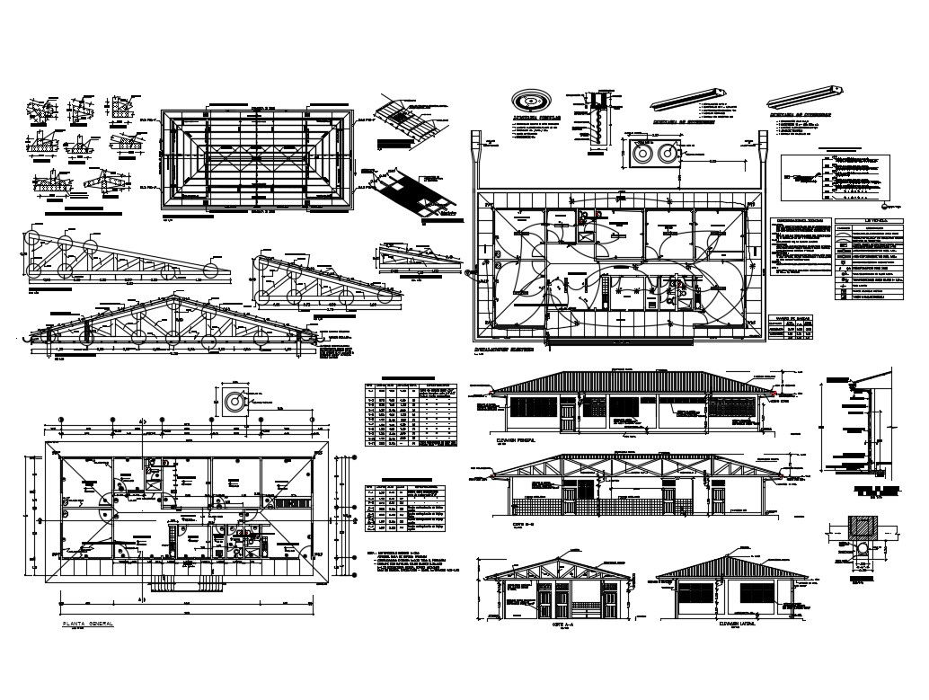 House elevation and constructive structure cad drawing details dwg file