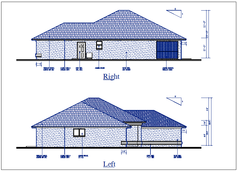 House elevation view detail dwg file