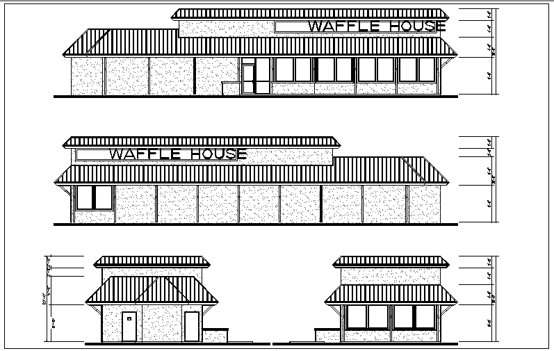 House elevation view detail dwg file