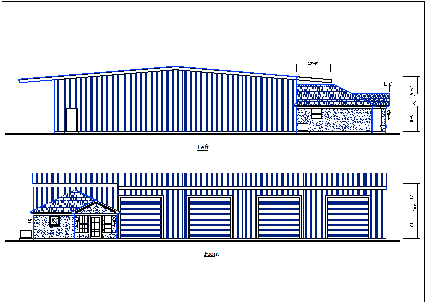 House elevation view detail dwg file