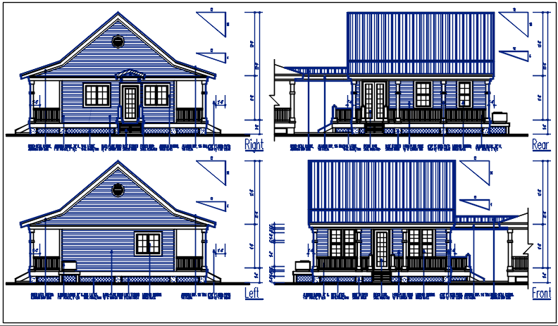 House elevation view detail dwg file